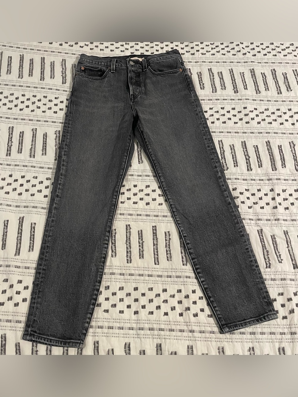 Levi's Wedgie Straight High Rise Washed Black Charcoal Jeans